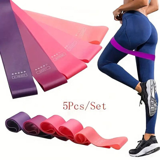 Set of 5x resistance bands - exercise bands & loops health and wellness