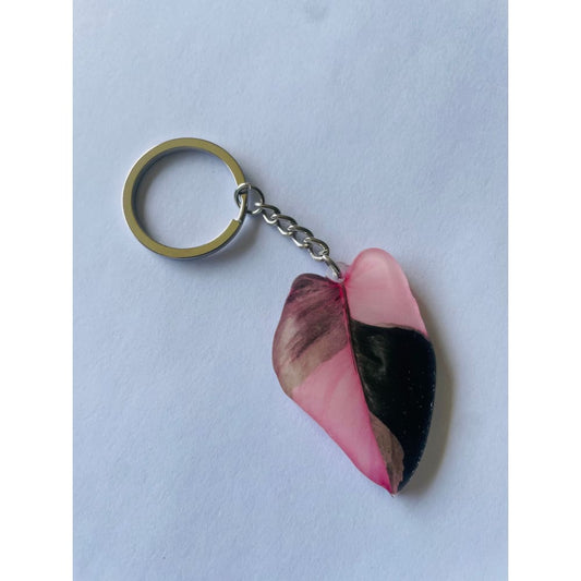 Pink princess philodendron leaf keychain - keychains home&living materials