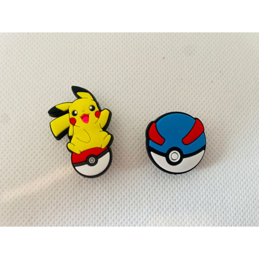 2x pokemon shoe charms for clogs - shoe accessories clogs - shoe accessories - shoe charms fashion accessories