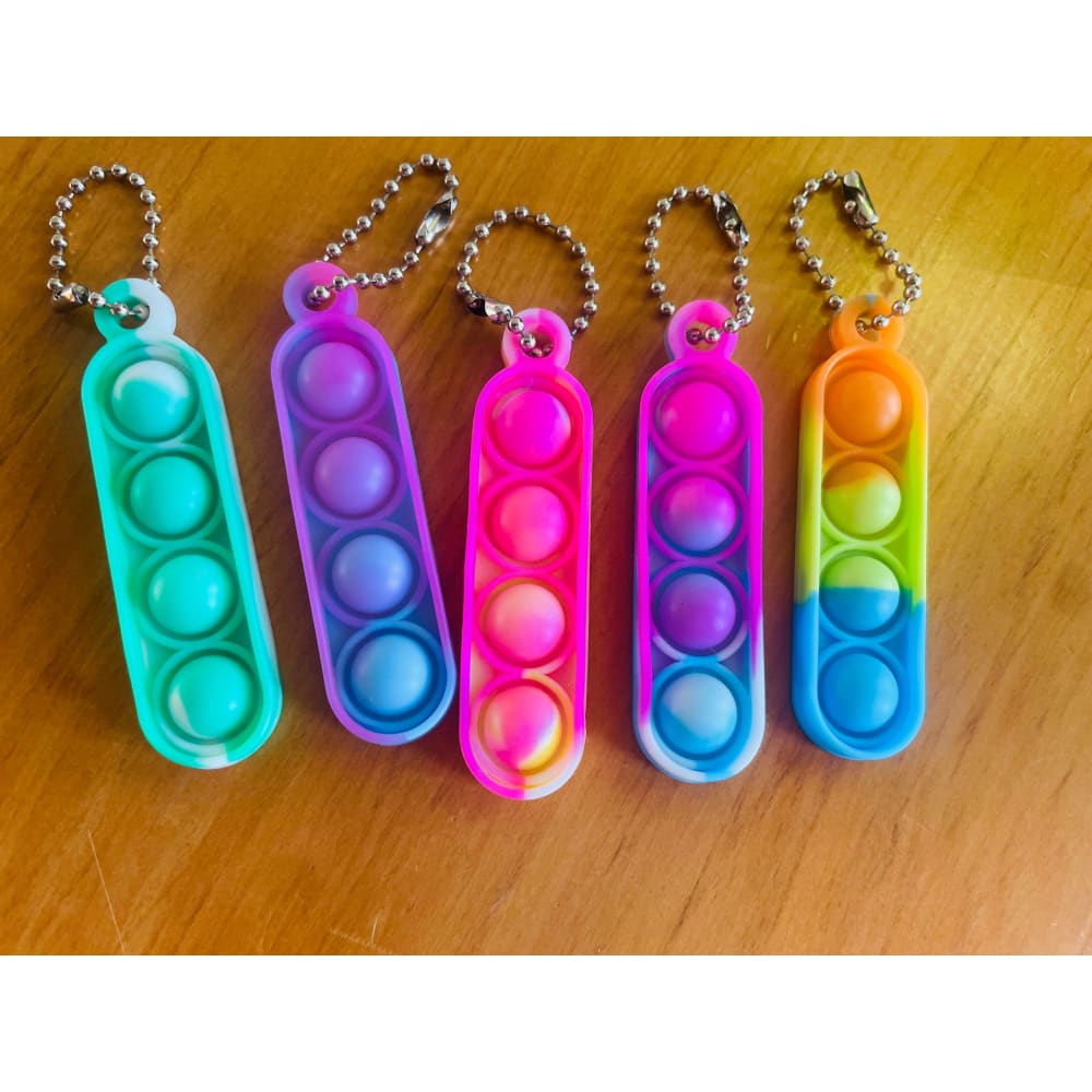 Pop it keychain toy – set of 5 – vibrant assorted colours - 3 - keychains toys