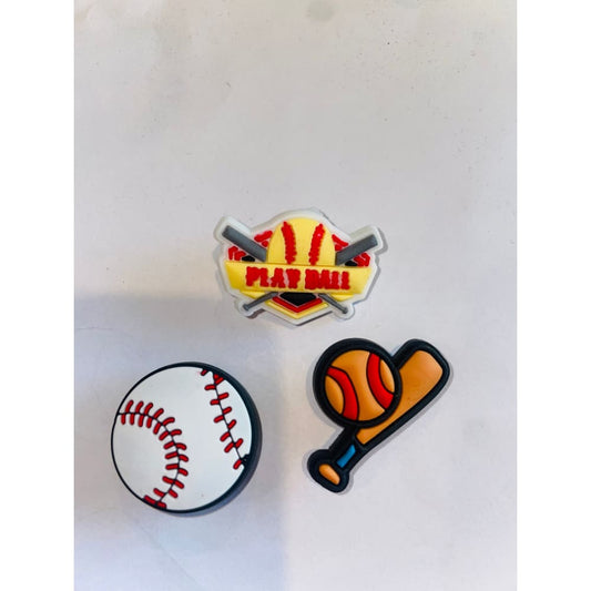 3x baseball shoe charms - shoe accessories clogs - shoe accessories - shoe charms fashion accessories