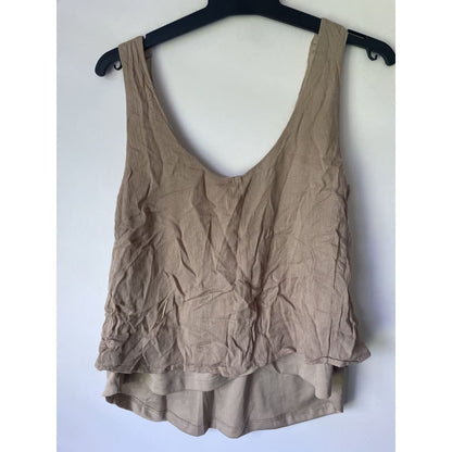 Cherrylane size 8 double layer viscose top - chai - tank tops clothing & fashion - sleeveless - top women’s apparel