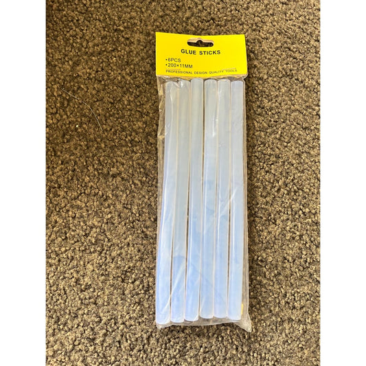6pcs hot glue sticks - 200mm x 11mm - craft & office glue crafts