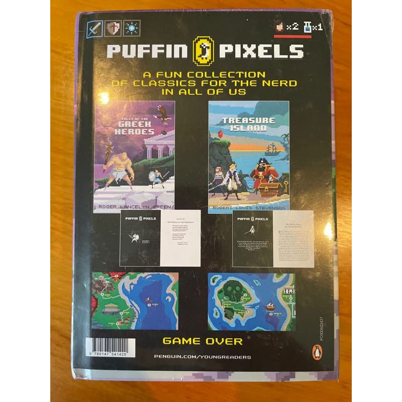 Puffin pixels – greek heroes & treasure island (2x brand new hardcover classics) - print books adventure - book