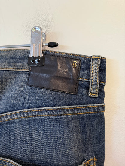 R13 jeans leather back patch detail