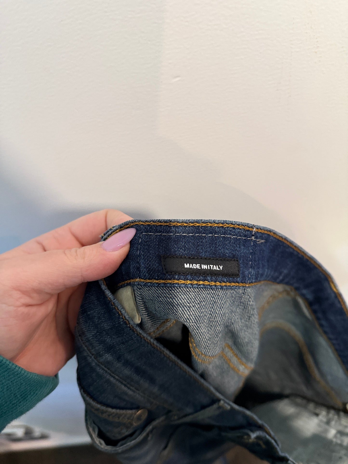 R13 Drop jeans Made in Italy waistband label