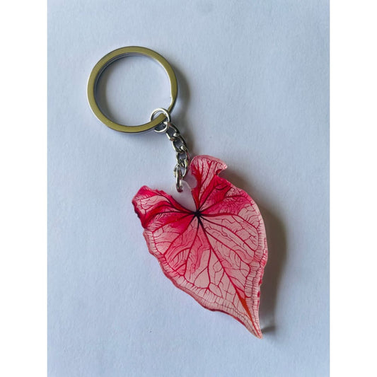 Red caladium acrylic houseplant keychain - keychains home&living materials