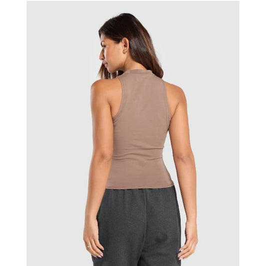 Gym shark cotton tank - size m - body fit - brown - tank tops top women’s apparel