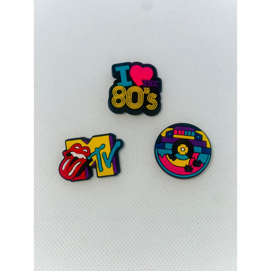 3x retro 80s & 90s shoe charms - 80s - shoe accessories clogs - shoe accessories - shoe charms fashion accessories