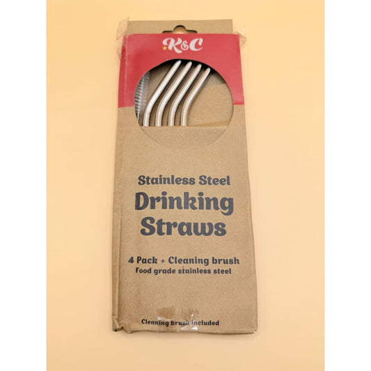R&c stainless steel drinking straws 4 pack with cleaning brush - drinking straws & stirrers home&living materials
