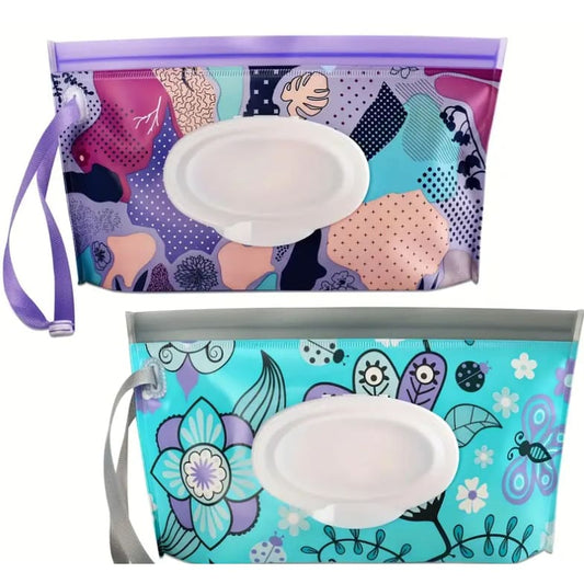 2 pack reusable purple wet wipe storage bags - baby wipe dispensers & warmers baby essentials