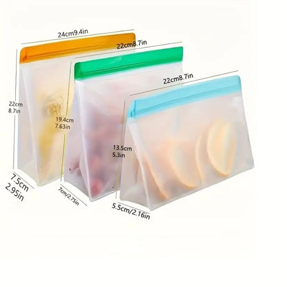 3x reusable silicone food bags - food storage bags home&living materials