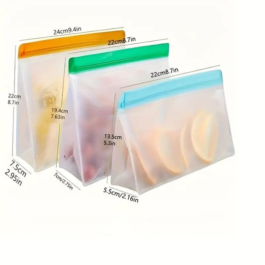 3x reusable silicone food bags - food storage bags home&living materials