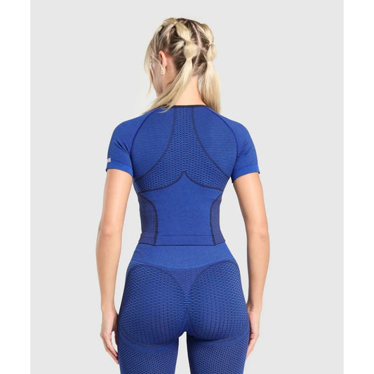 Gymshark size m sport seamless midi top blue - activewear tops special categories women’s apparel