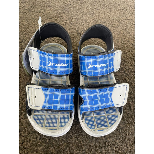 Rider comfort baby sandals – size 9 | adjustable lightweight & beach-ready fun - checkered blue - baby & toddler