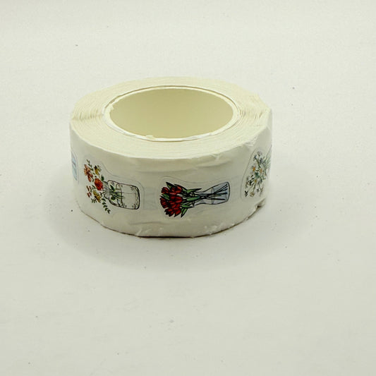 Roll of floral jar stickers - decorative stickers crafts
