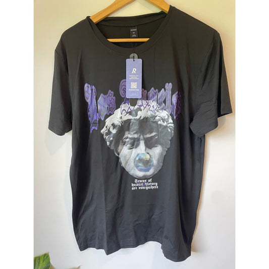 Romwe black printed tee size m - t-shirts clothing & fashion - men - t-shirt - tops men’s apparel