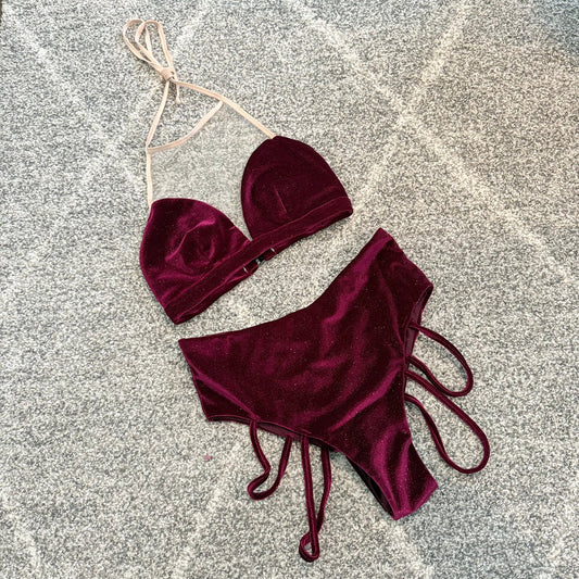 Rose polewear shimmering velvet two-piece set - size m top / size l bottom - activewear special categories women’s