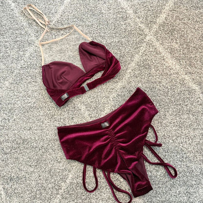 Rose polewear shimmering velvet two-piece set - size m top / size l bottom - activewear special categories women’s