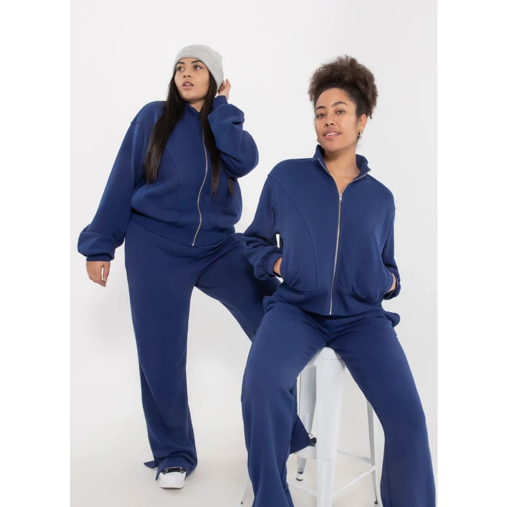 Royàl navy zipped up jacket – size 2xl | sleek practical & ready to layer - coats & jackets top women’s apparel