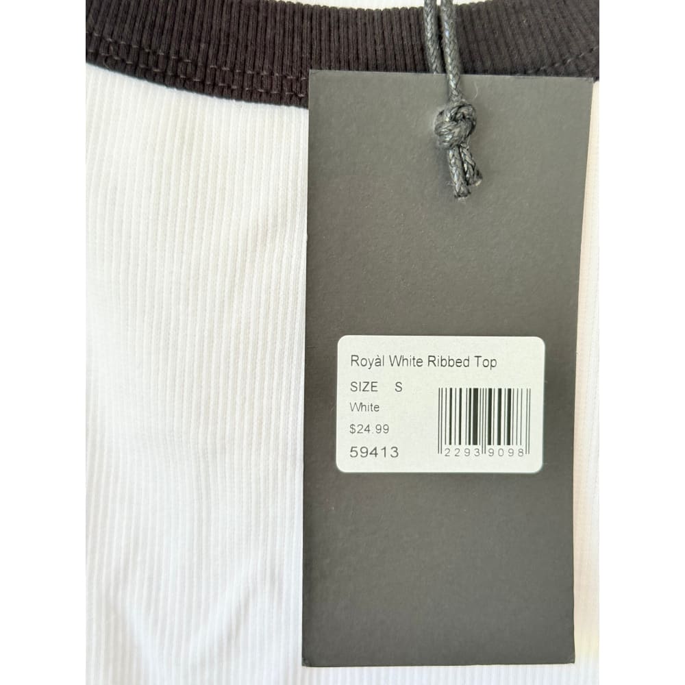 Royál size s white ribbed tank top with black trim rrp $24.99 - tank tops top women’s apparel