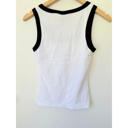 Royál size s white ribbed tank top with black trim rrp $24.99 - tank tops top women’s apparel