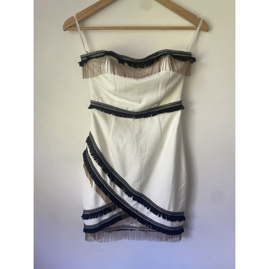 Runaway the label xs strapless fringed dress - dresses clothing & fashion - condition: used - dresses women’s apparel