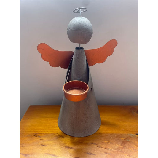 Rustic metal angel candle holder - candle holders candle - candle holders - candles & holders - home & living