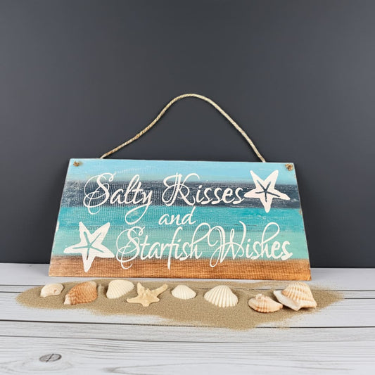 "Salty Kisses and Starfish Wishes" Wooden Wall Hanging - The Value Junction 