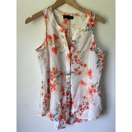Sanctuary size l coral floral sleeveless top - tank tops condition: used - top women’s apparel