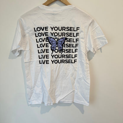 Sass size 6 white cotton love yourself tee - t-shirts top women’s apparel