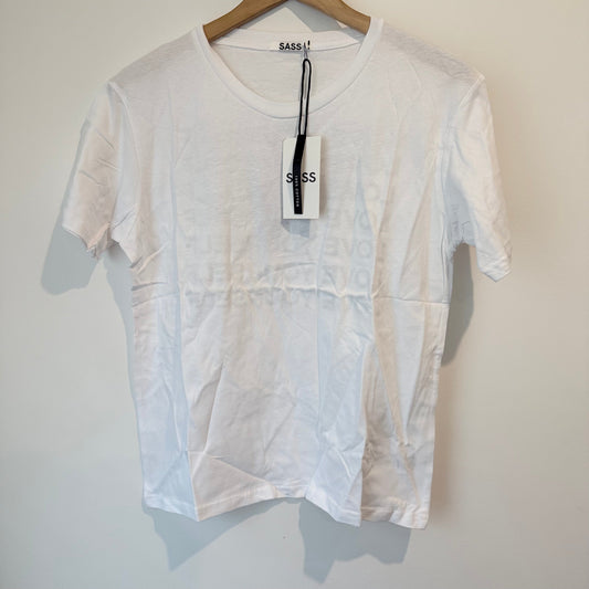 Sass size 6 white cotton love yourself tee - t-shirts top women’s apparel