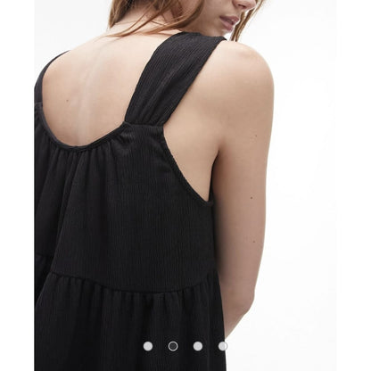 Brand new topshop size m tiered mini textured dress in black - s / 12 - dresses clothing & fashion - dresses - top