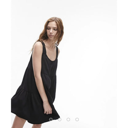 Brand new topshop size m tiered mini textured dress in black - s / 12 - dresses clothing & fashion - dresses - top