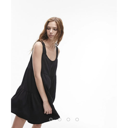 Brand new topshop size m tiered mini textured dress in black - s / 12 - dresses clothing & fashion - dresses - top