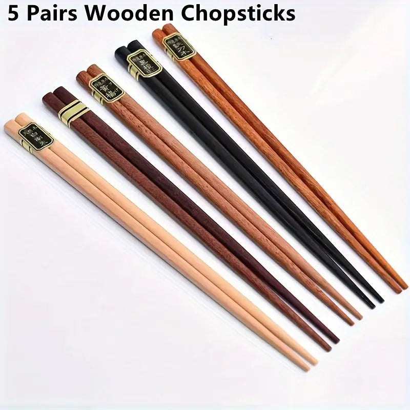 Set of 5 wooden chopsticks – natural reusable dining set - chopsticks home&living materials