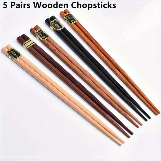 Set of 5 wooden chopsticks – natural reusable dining set - chopsticks home&living materials