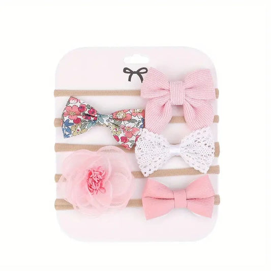 Stretchy baby bows - 5 pc - headbands baby accessories children’s apparel