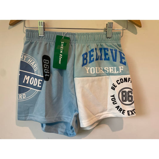 Shein ezwear blue printed shorts - small/8 - shorts bottom - clothing & fashion - shorts women’s apparel