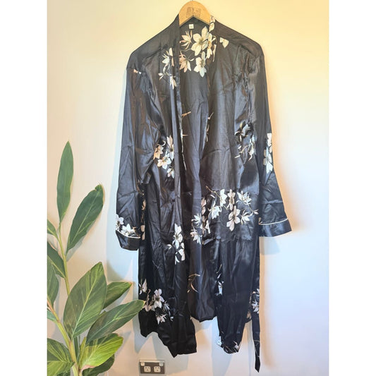 Shein size xxl floral print satin robe – elegant loungewear in luxe satin finish - robes top women’s apparel