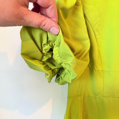 Shein size l lime green puff sleeve midi dress - dresses top women’s apparel