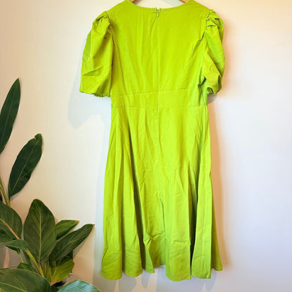 Shein size l lime green puff sleeve midi dress - dresses top women’s apparel