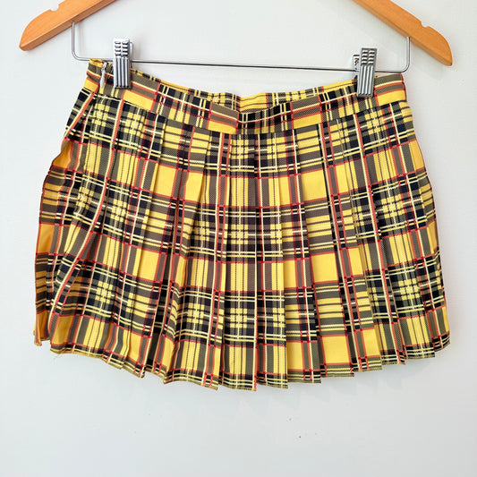 Shein size s plaid pleated mini skirt - yellow & black plaid - skirts bottom women’s apparel