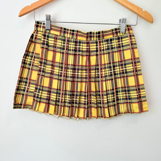 Shein size s plaid pleated mini skirt - yellow & black plaid - skirts bottom women’s apparel
