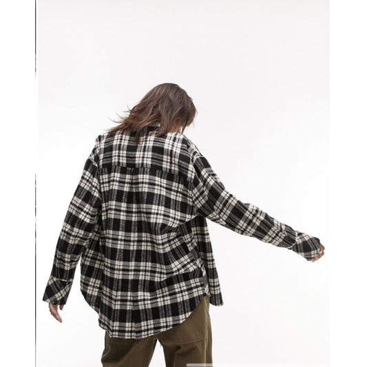 Top shop size 6 check shirt in monochrome - 6 - clothing tops clothing & fashion - long sleeve - top women’s apparel