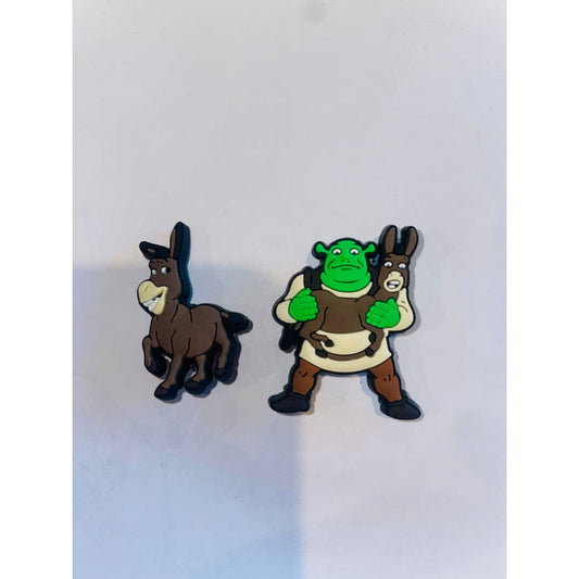 2x shrek and donkey shoe charms - shoe accessories clogs - shoe accessories - shoe charms fashion accessories