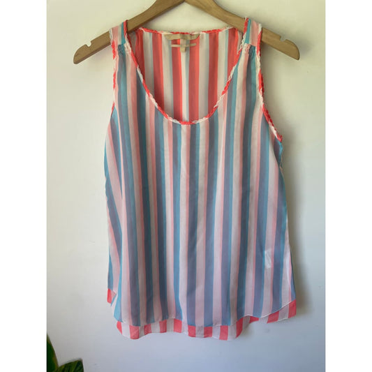 Silvian heach size xs sleeveless top – bold multicolor stripes for effortless style - tank tops condition: used - top