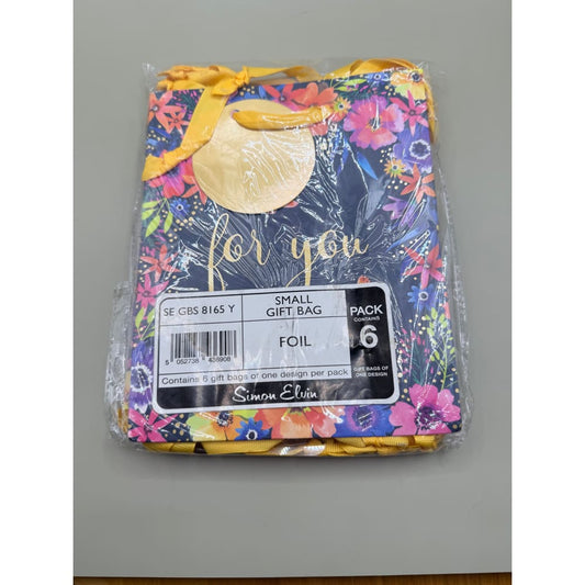 6 pack simon elvin floral ’for you’ small gift bags rrp $5.99 each - gift bags stationery