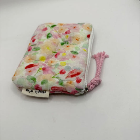 Simple wish quilted floral coin purse - coin purses fashion accessories