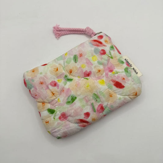 Simple wish quilted floral coin purse - coin purses fashion accessories